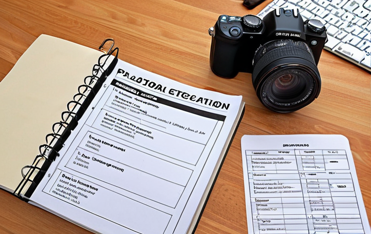 **
Preparing for photography certification: A well-organized study plan with syllabus, past papers, and practice questions, highlighting time management and focused learning.
**
