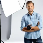 사진 자격증 연봉 협상 팁 - **Commercial Photography Certification:**
    A highly professional male photographer, mid-30s, dres...