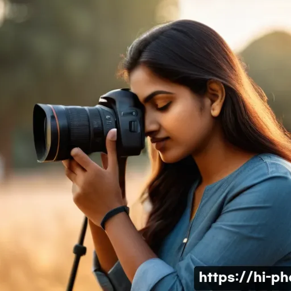 사진 자격증이 직업 안정성에 미치는 영향 - A professional Indian photographer wearing modest, casual clothing and holding a DSLR camera, adjust...