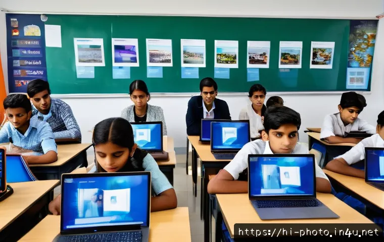 사진 자격증과 관련된 최신 기술 동향 - A modern photography classroom featuring diverse Indian students learning with AI-powered cameras an...